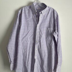 Izod Purple Gray and White Long Sleeve Button Down Shirt Size 17